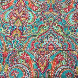 2- New Lake Teal Paisley Jacquard Medallion Pillow Shams King Boho